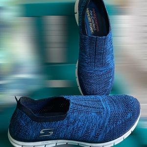 10M Skechers Dual Lite Knit EUC Blue Memory Foam